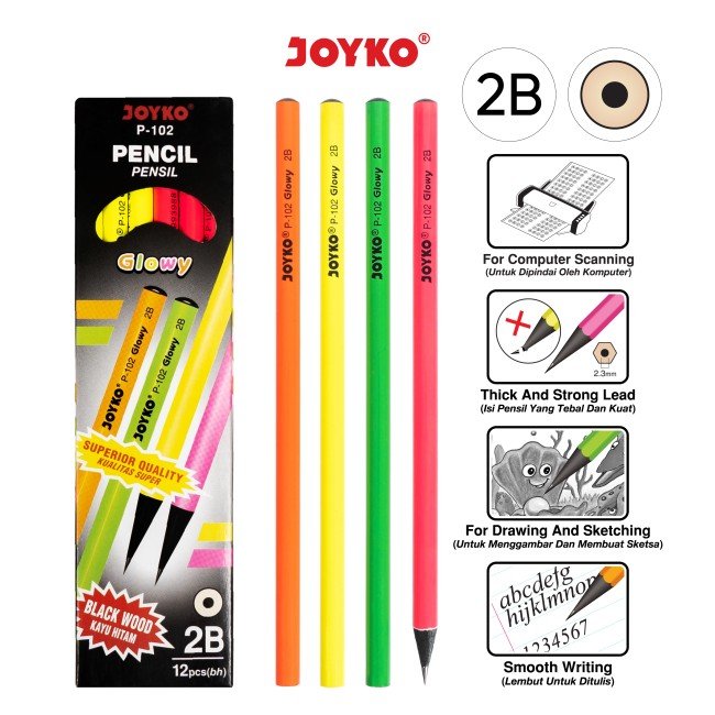 Joyko Pensil P-102-2B (Glowy) (Lsn)