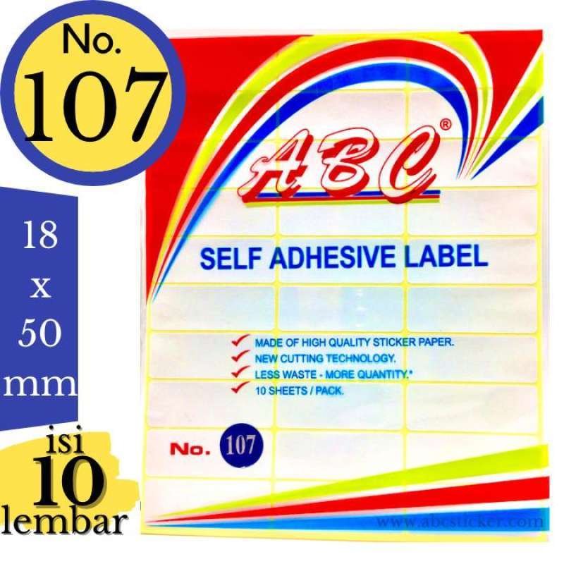 Kertas Label Abc 107 Polos 18mm x 50mm (1, 8cm x 5cm)