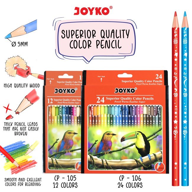 Joyko Pensil Warna Cp-106 (24 Warna)